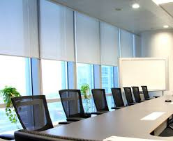 Meeting room fitted with office blinds
